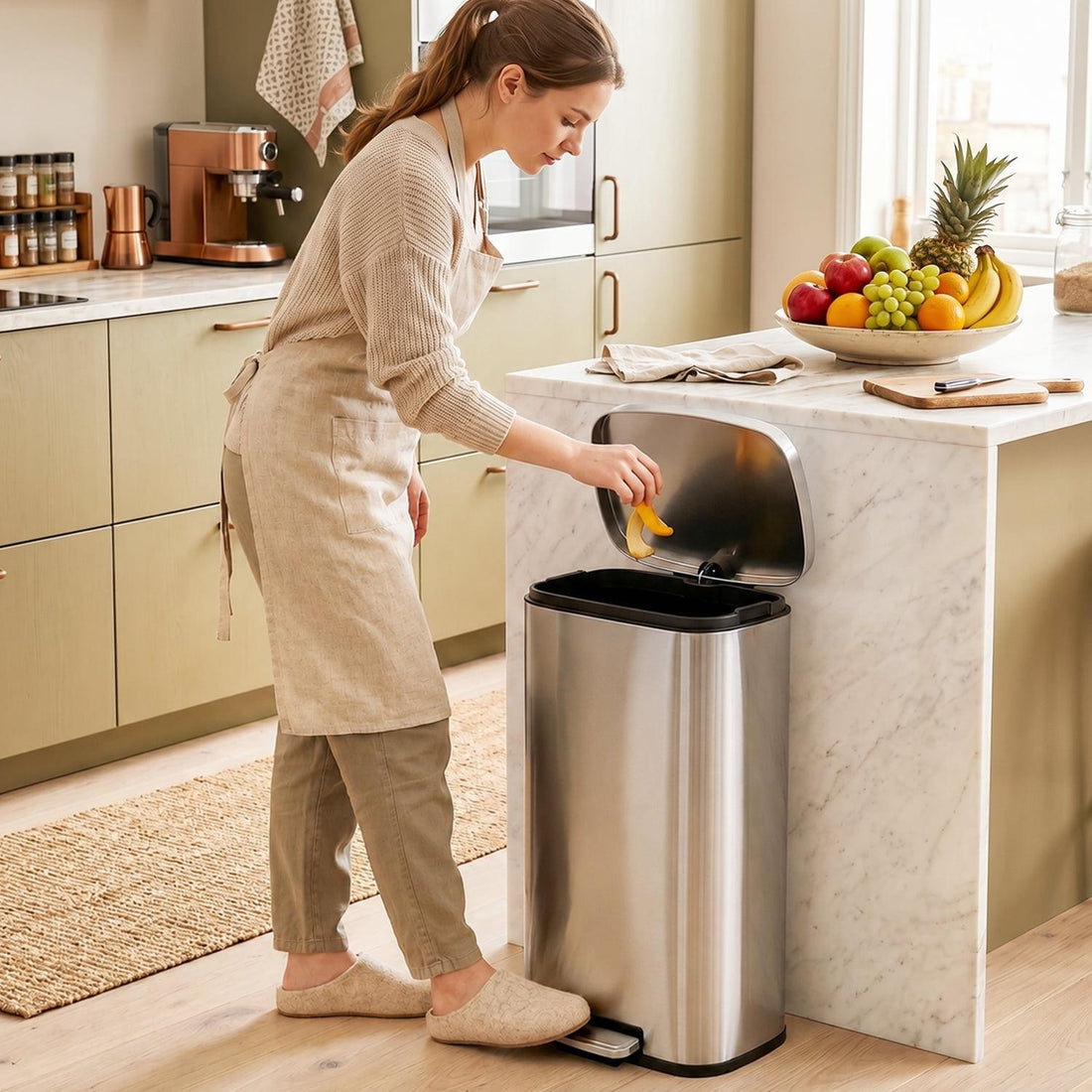 Keep Your Kitchen Cleaner Gallon Stainless Steel Trash Can for Everyday Use