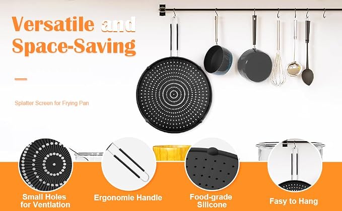 Splatter Screen for Frying Pan, Silicone Grease Splatter Guard, Heat-Resistant - Image 4