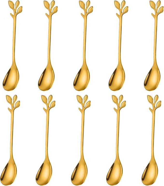 AnSaw Elegant Gold Leaf Coffee Spoons by AnSaw