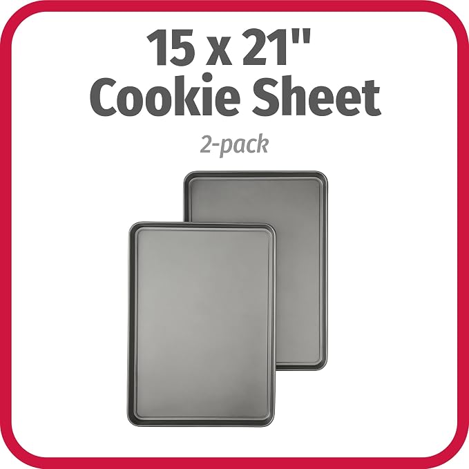 GoodCook Everday Nonstick Carbon Steel 15” x 21” Baking Sheet Set, 2 Pack – - Image 2