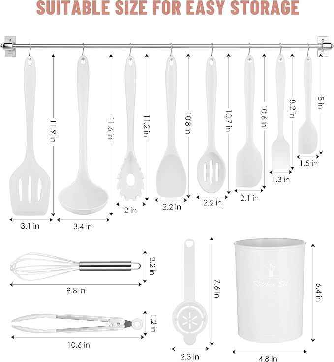 Kitchen Utensils Set-12 Pieces Silicone Cooking Utensils Set 392°F Heat - Image 2