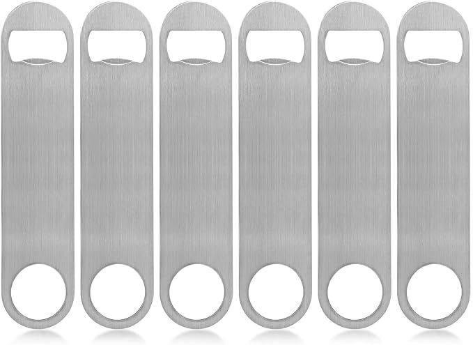 KISEER Heavy Duty Stainless Steel Flat Bottle Opener, 6 Pack Beer Bottle Opener by KISEER
