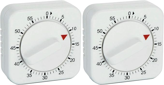 Square 60 Minute Mechanical Kitchen Timer, Manual Countdown Timer by NUOSWEK