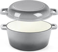 P&P CHEF 5Qt Dutch Oven Pot for Bread Baking, 2 In 1 Round Cast Iron Dutch Oven by PPCHEF