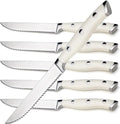 Alata 6-Piece White Steak Knives Set, Stainless Steel Steak Knife set by Alata