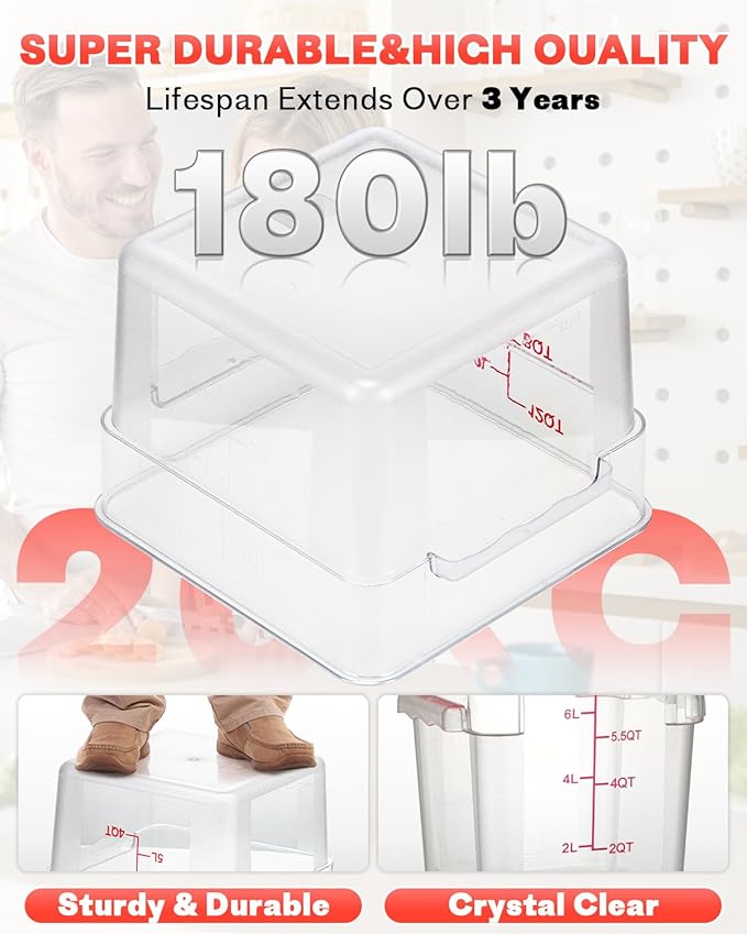 2QT4QT NSF Food Storage Containers: 6PCS Commercial Clear Food Storage - Image 6