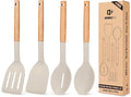 Pack of 4 Silicone Cooking Utensils Set, Non Stick Solid Spatulas and Heat by BUNDLEPRO