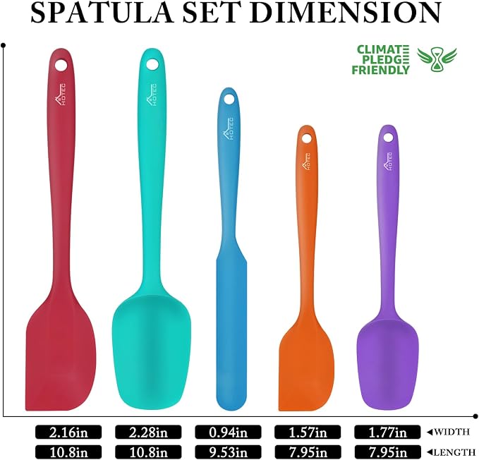 HOTEC Heat Resistant 600℉ Food Grade Silicone Rubber Spatula Set - Image 2