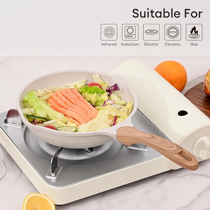 JEETEE 8 Inch Nonstick Frying Pan Stone Coating Cookware, Nonstick Omelette - Image 8