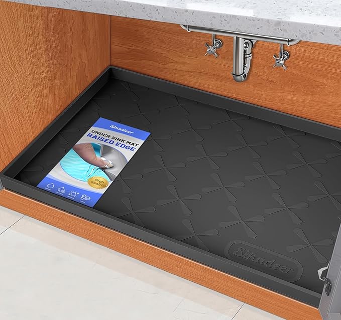 SIKADEER 40" x 19" Under Sink Mat Waterproof, Silicone Mat Kitchen Drawer Shelf by SIKADEER