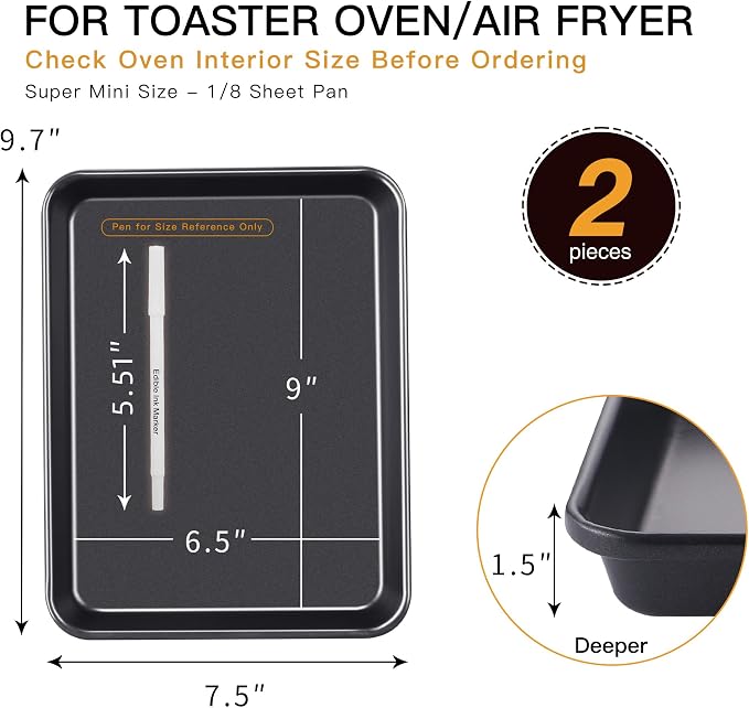 HONGBAKE 2 Pack 9.7X7.5" Toaster Oven Pans - Image 3
