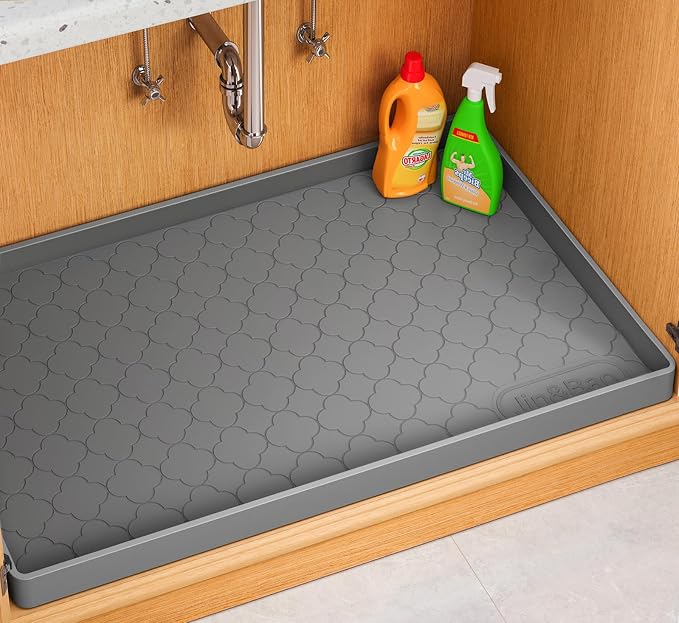 Jin&Bao Waterproof Under Sink Mat 40" x 22", Thick Silicone Mat Cabinet by Jin%26Bao