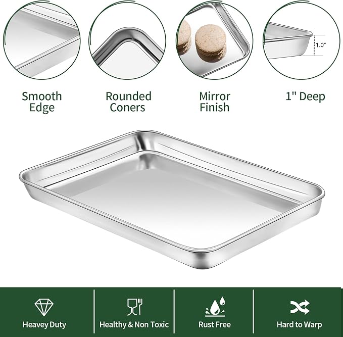 Baking Sheet with Wire Rack Set, CEKEE Stainless Steel Cookie Sheets - Image 3
