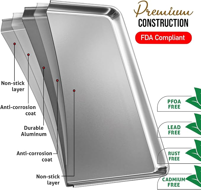 Eatex Aluminum Baking Sheet Set, 2 Pack Cookie Sheet Set, 9x13 Baking Pan Set - Image 3