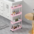 SPACELEAD Slim Storage Cart 4 Tier, Bathroom Organizer Rolling Utility by Home
