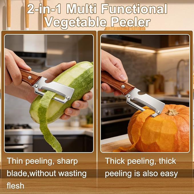 Premium Vegetable Peeler with Wooden Handle and Bottle Opener - Image 4