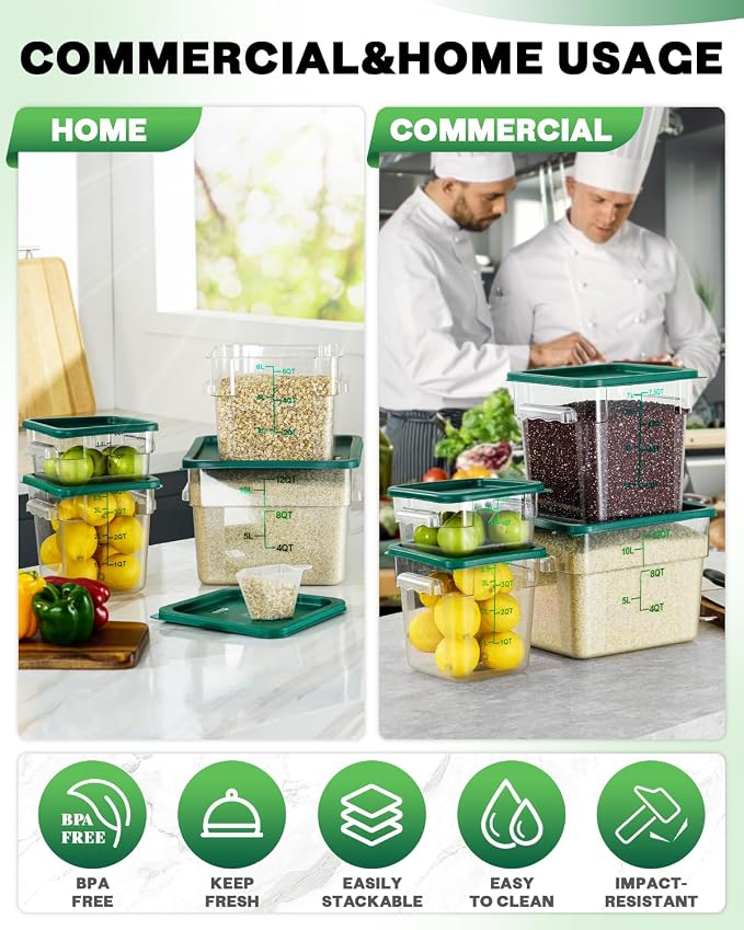 2QT4QT NSF Food Storage Containers: 6PCS Commercial Clear Food Storage - Image 5