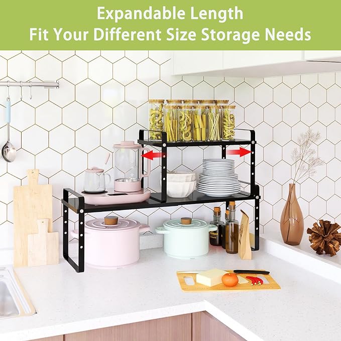 Across-Star Expandable Cabinet Shelf Organizer Rack, Stackable Kitchen Counter - Image 5