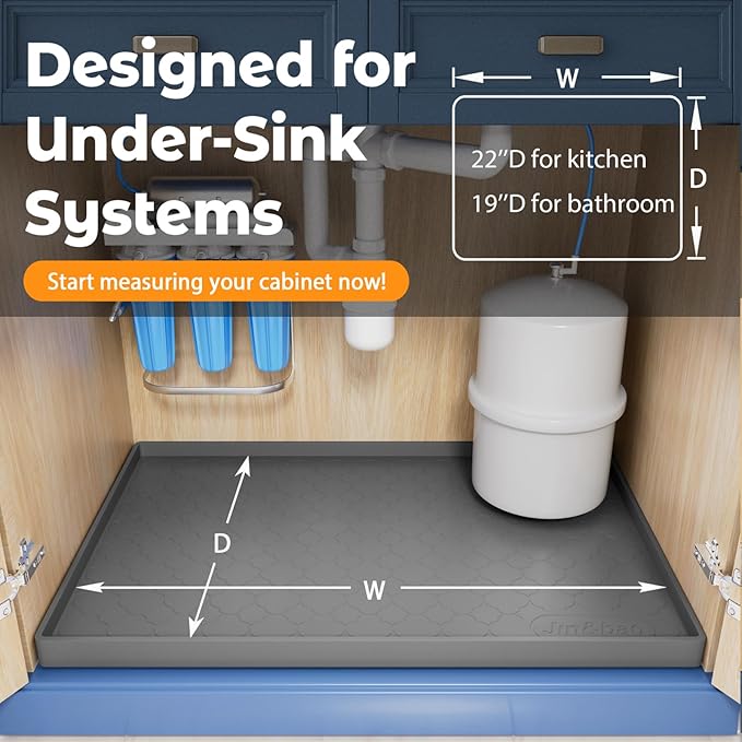 Jin&Bao Waterproof Under Sink Mat 40" x 22", Thick Silicone Mat Cabinet - Image 6