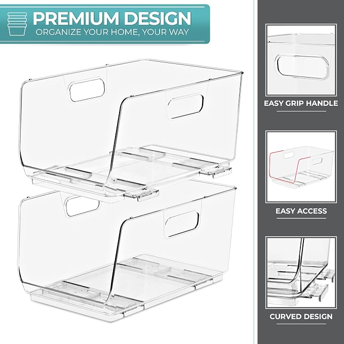 Sorbus Stackable Storage Bins Open Front - Image 6
