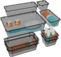 WOWBOX 8 PCS Clear Plastic Drawer Organizer Set, 4 Sizes Desk Drawer by WOWBOX