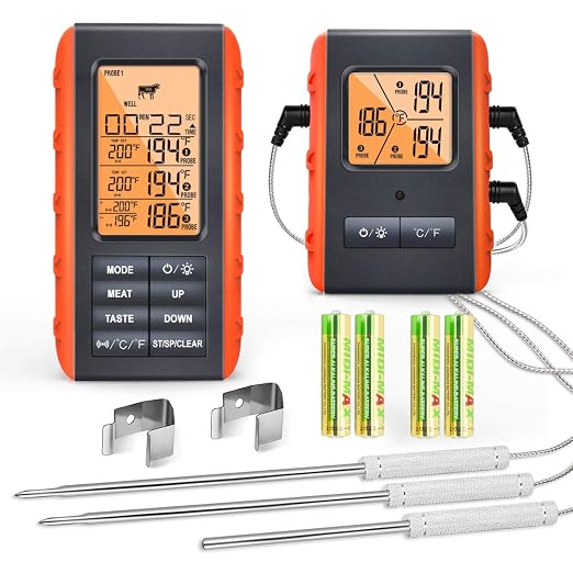 Wireless Meat Thermometer for Grilling Smoking by VAUNO