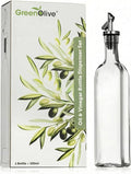 GREENOLIVE Olive Oil Dispenser Bottle - 17 oz. Clear Glass Bottle - Ideal by GREENOLIVE