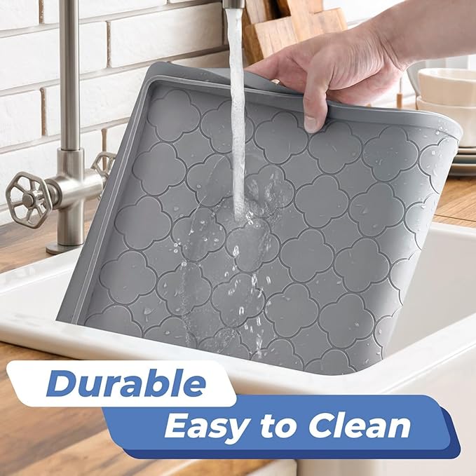Jin&Bao Waterproof Under Sink Mat 22" x 19", Thick Silicone Mat Cabinet - Image 4
