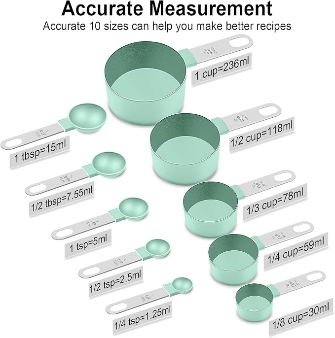 Measuring Cups and Spoons Set, 10 Pieces Nesting Measure Cups and Spoons - Image 2