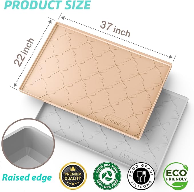SIKADEER 37" x 22" Under Sink Mat Waterproof, Silicone Mat Kitchen Drawer Shelf - Image 3