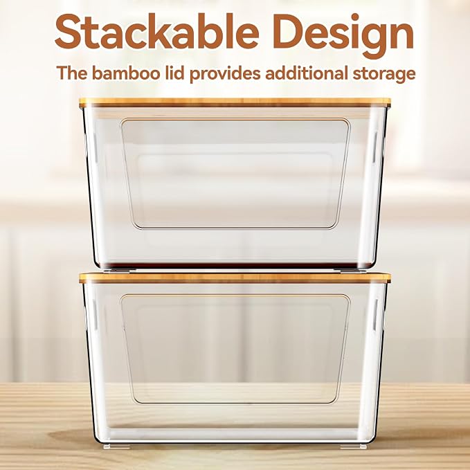 spospo Trash Bag Holder with Bamboo Lid, Stackable Trash Bag Dispenser - Image 5