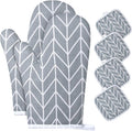 AUAUY Oven Mitts and Pot Holders 6PCS Set, 392°F Heat Resistant Cooking Gloves by AUAUY