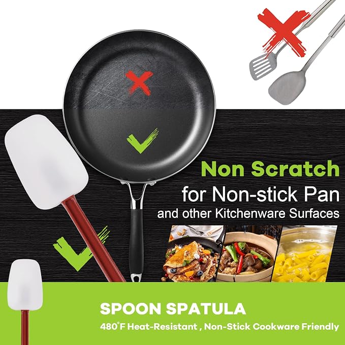 Commercial Spoonula Rubber Spatula Set, High Heat Spatula Spoon 9.5 Inches - Image 3