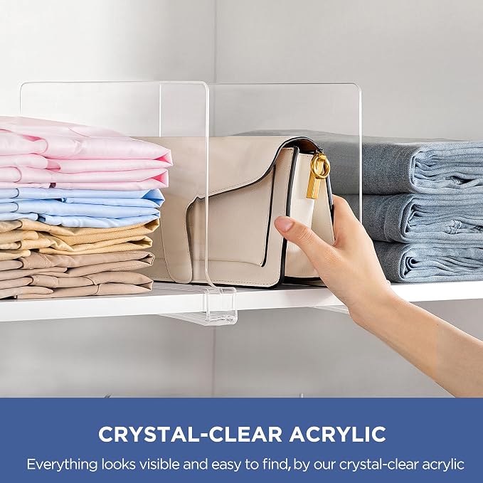 HBlife 9 Pack Clear Shelf Dividers, Vertical Purse Organizer - Image 3