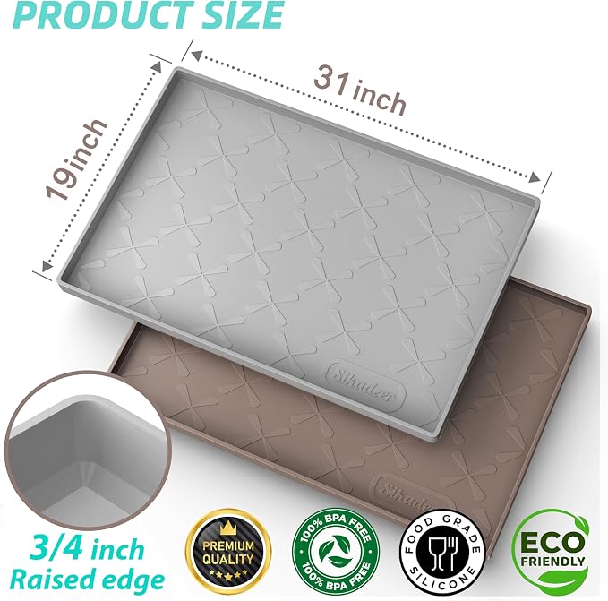 SIKADEER 31" x 19" Under Sink Mat Waterproof, Silicone Mat Kitchen Drawer Shelf - Image 3