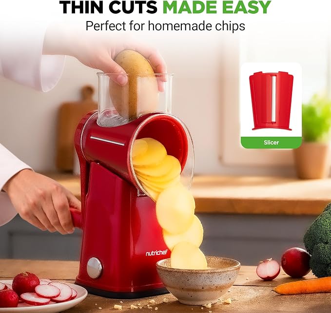 NutriChef 5 in 1 Cheese Grater & Shredder | 5 Different Blades - Image 6