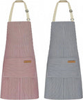 NLUS 2 Pack Kitchen Cooking Aprons, Adjustable Bib Soft Chef Apron by NLUS