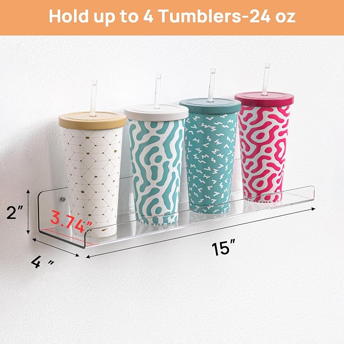 upsimples Acrylic Shelves for Bathroom Storage, Make up, Kids Bookshelf for - Image 3