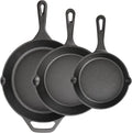 Cast Iron Skillet 3-Piece Set, Heavy-Duty Pre-Seasoned Pan Cookware Set by isheTao