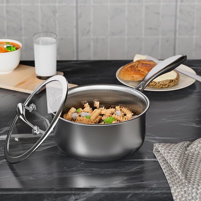 COOKER KING 2 Quart Stainless Steel Saucepan, Nonstick Sauce Pan, Ceramic Suce - Image 7
