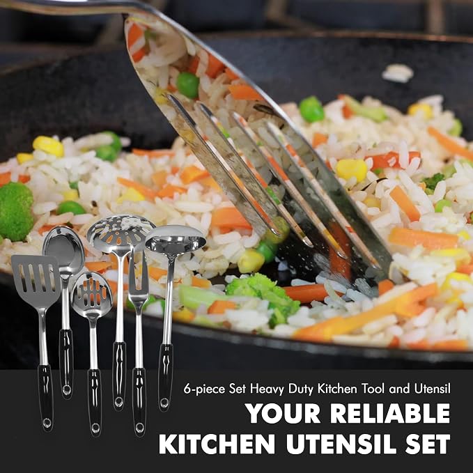 Chef Craft Heavy Duty Kitchen Tool and Utensil Set, 6 Piece, Stainless Steel - Image 5