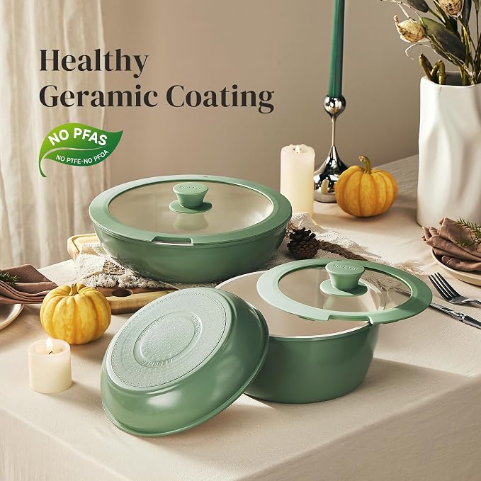 Redchef Ceramic Cookware Set, Removable Handle Pots and Pans Non-Stick - Image 5