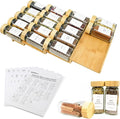 Spice Drawer Organizer with 20 Bamboo-lidded Spice Jars, 216 Labels, 25 by KitHero