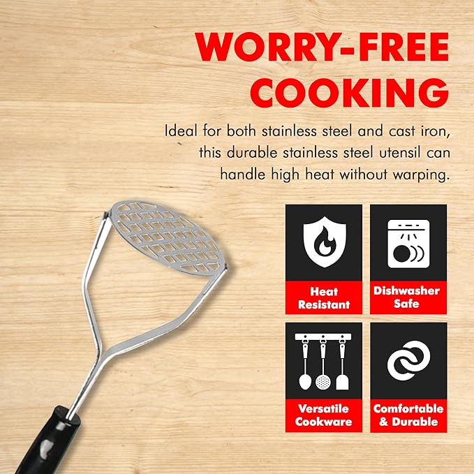 Chef Craft Select Sturdy Masher, 10.25 inch, Stainless Steel/Black - Image 3