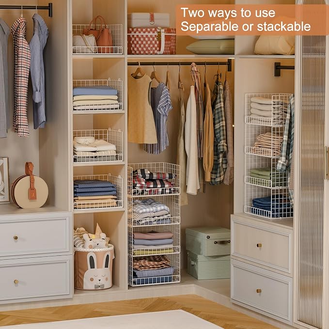 Yociyoga 4-Tier Stackable Closet Organizers and Storage Basket, Foldable Closet - Image 2