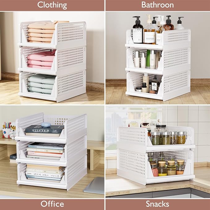 CTSNSLH 5 Pack Closet Organizers Storage Box, Closet Storage Stackable Storage - Image 5