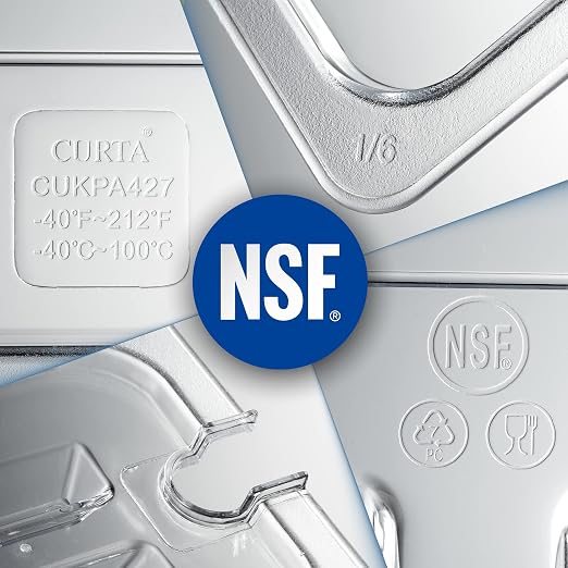CURTA 6 Pack NSF Notched Food Pan Cover, 1/4 Size Clear Polycarbonate Lid - Image 6