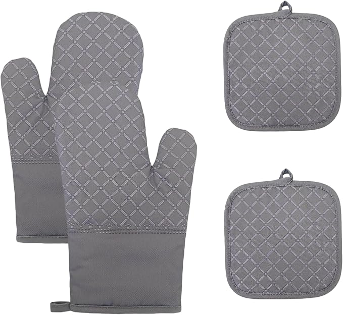 Oven Mitts and Pan Racks 4-Piece Set, Extended Kitchen Oven Mitts and Pan Racks by Unknown