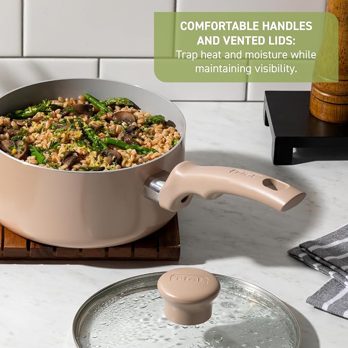 T-Fal Refresh Ceramic Pots and Pans Set, Nonstick Cookware, Oven Safe to 350°F - Image 5
