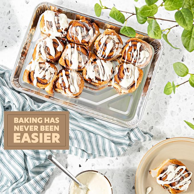 PLASTICPRO Aluminum Pans 5 Pack Disposable Cookie Sheets 9'' x 13'' Baking Pans - Image 2